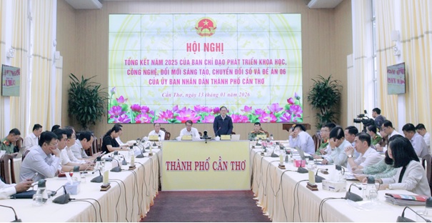 Ủy ban nhân dân thành phố Cần Thơ tổ chức Hội nghị Tổng kết năm 2025 của Ban Chỉ đạo phát triển khoa học, công nghệ, đổi mới sáng tạo, chuyển đổi số và Đề án 06